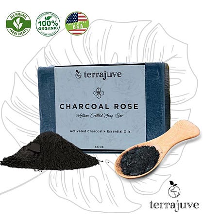 Activated Charcoal Rose Bar Soap With Essential Oils
